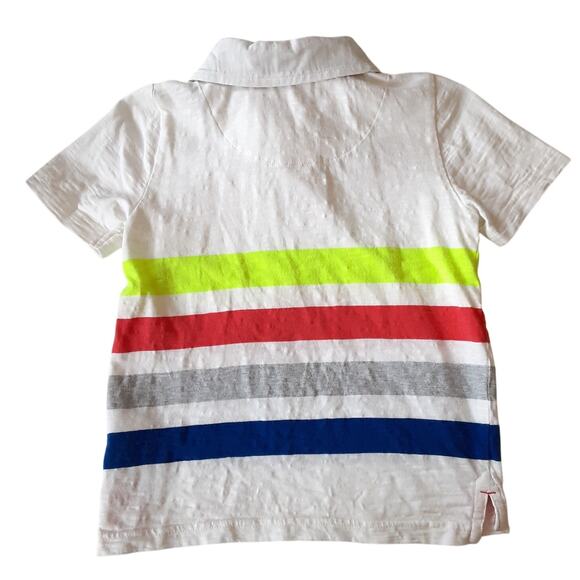 Mini Boden Striped Polo Shirt Boys 5/6 Short Sleeve Rainbow Summer Easter - Picture 2 of 4